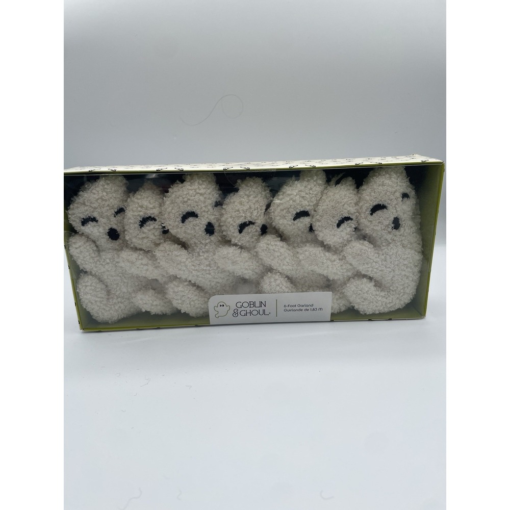 Goblin & Ghoul Plush‎ Ghost 6' Garland New Halloween Fuzzy Cute